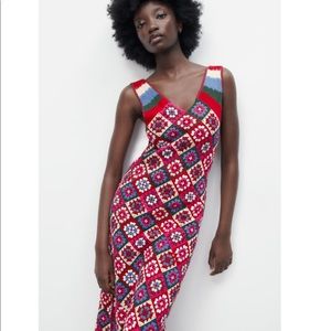 Zara Long Crochet Knit Dress Limited Edition (Small) NWOT